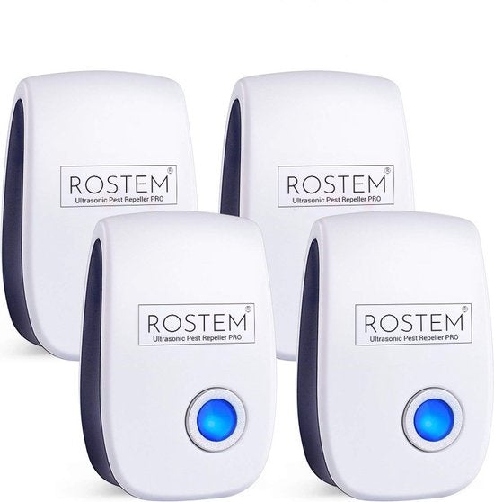 Rostem 4-Pack Ultraschall-Schädlingsvertreiber für Innenräume - Mäusebekämpfung - Insektenbekämpfung - Weiß