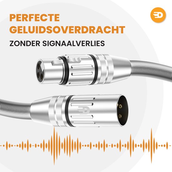 Drivv. Premium-XLR-Kabel – Mikrofonkabel – Stecker auf Buchse, 3-polig – 3 Meter – Silber