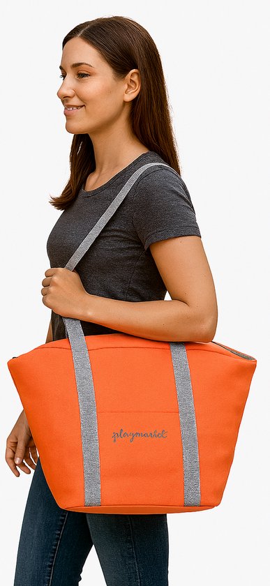 Playmarket Go Market – Große Kühltasche 22,3 l – Isolierte Einkaufstasche – Zartes Orange – Picknick – Strand