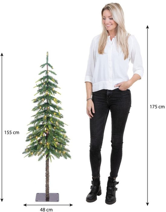 Black Box Trees Lodge Kunstweihnachtsbaum mit Beleuchtung sowie Timer- und Dimmfunktion – H 155 x Ø 48 cm – Grün
