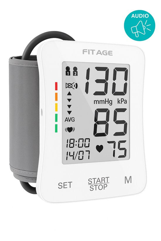 FITAGE Medical Oberarm-Blutdruckmessgerät - Blutdruckmessgeräte - Herzfrequenzmessgerät - Blutdruckmessgerät - Manschette 22-42cm - WEISS