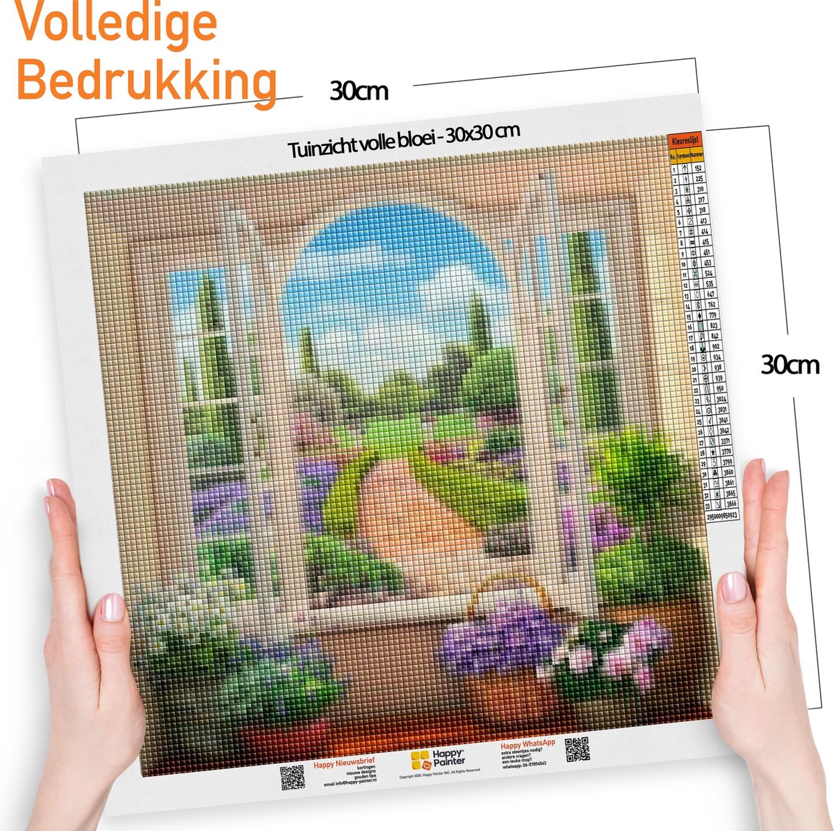 Happy Painter Diamond Painting Erwachsene & Kinder - Gartenansicht in voller Blüte - 30x30 cm - Komplettpaket