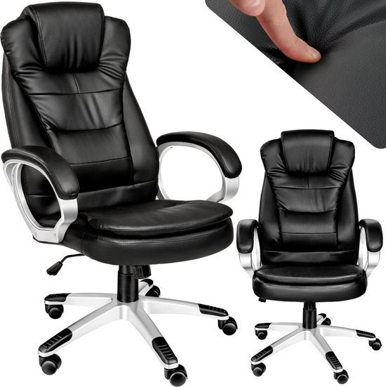 tectake Luxury Design Bürostuhl - Schwarz - Kunstleder - Verstellbar - 400578