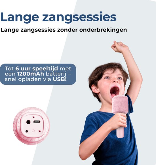 Denver Karaoke-Mikrofon Bluetooth - Drahtlos - Lautsprecher mit flauschiger Oberfläche - Karaoke-Set - AUX - MicroSD - KMS30RO
