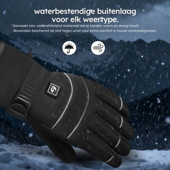Beheizte Handschuhe - Pro S - 3 Einstellungen - Elektrische Handschuhe - Wasser- und winddicht - Wiederaufladbare beheizte Handschuhe - Schwarz - Saaf Comfort