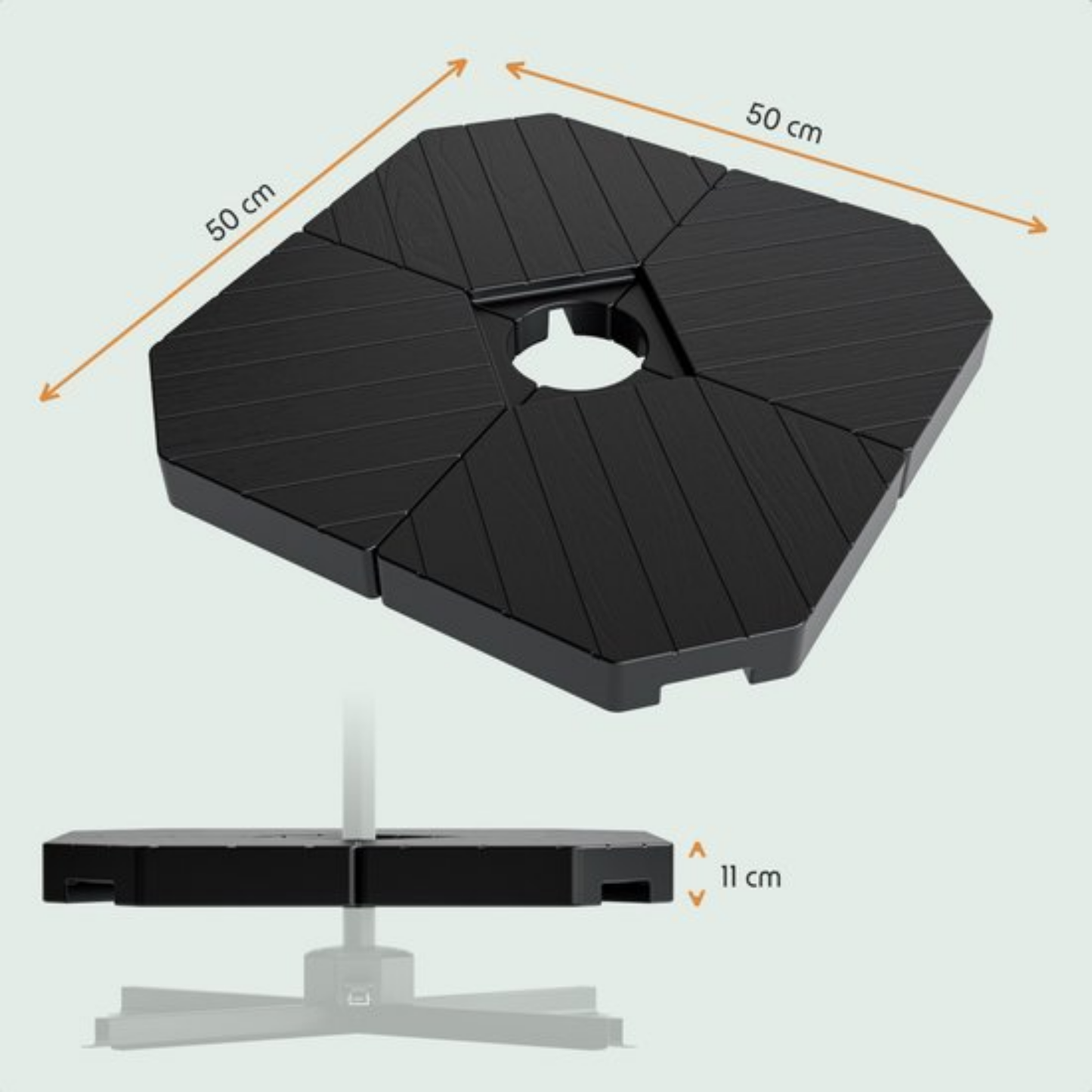 Lifegoods Sonnenschirmfliesen - 4er Set - 50x50x11 cm - Befüllbar bis 145 kg - Dunkelgrau/Schwar