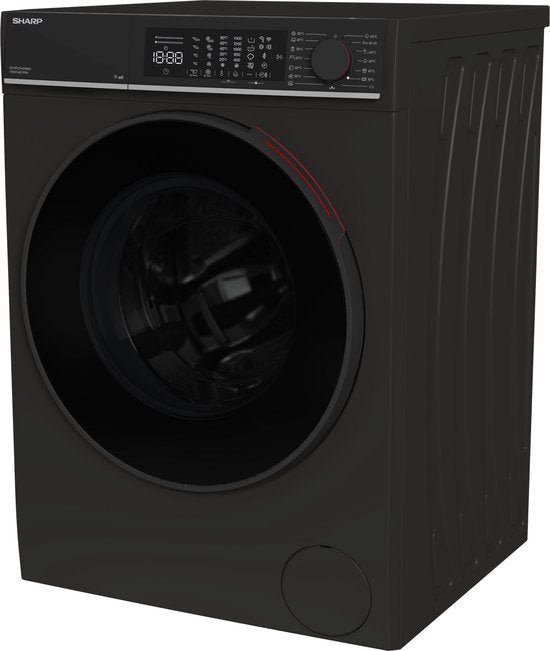 Sharp Waschmaschine ESNFL014CBNA2CB – 10 kg – Energieeffizienzklasse A – Mattschwarz