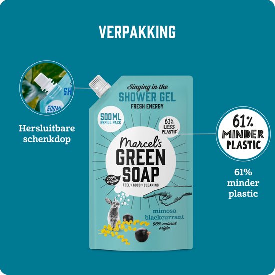 Marcel's Green Soap Duschgel-Nachfüllpackung – Mimose & Schwarze Johannisbeere – 6 x 500 ml