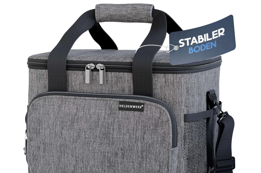 HELDENWERK Faltbare Kühltasche 20L - Isolierte Kühlbox - Auslaufsicher & Wasserdicht - Thermische Picknick- und Lunch-Tasche - Dunkelgrau