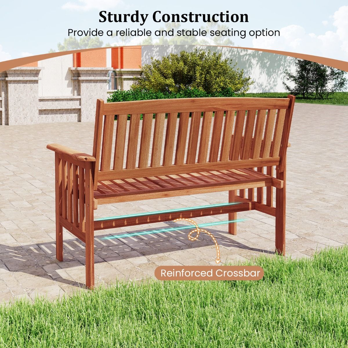 Coast Gartenbank aus Holz – 2-Sitzer – verstellbare Rückenlehne – natur – 119 x 59,5 x 89 cm