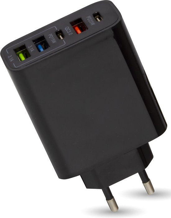 Nuvance - USB-Adapter - 5 Ports - USB-Stecker - USB-Ladegerät - Geeignet für jedes USB-Kabel - Schwarz