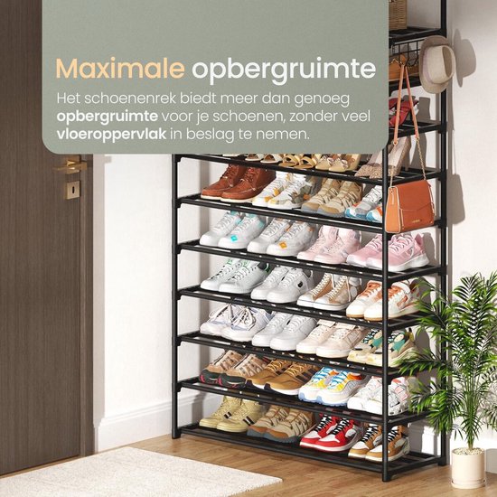 O'DADDY® Schuhregal 10 Lagen - Schuhaufbewahrungssystem - Schuhschrank - Schuhregal - Schuhschrank - Schuhaufbewahrungsregal für 35 bis 40 Paar Schuhe - Schwarzes Metall