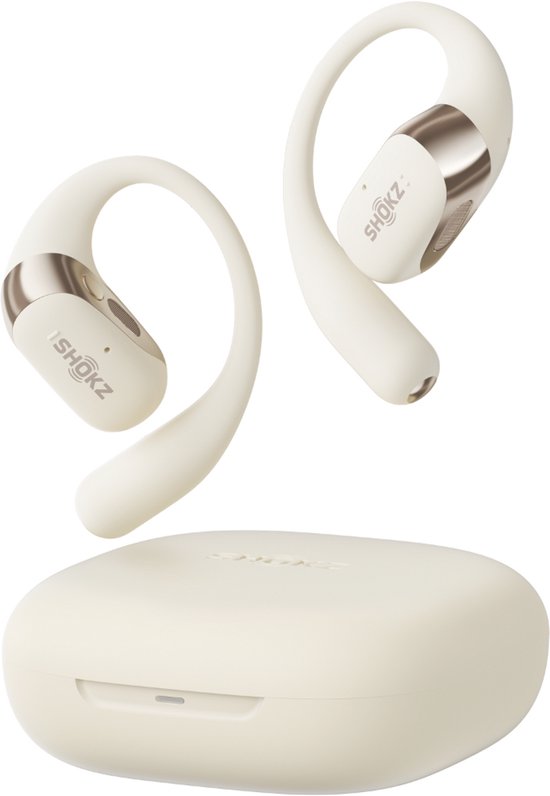 Shokz OpenFit 2 Open-Ear-Sportkopfhörer – Kabellose Ohrhörer – Beige