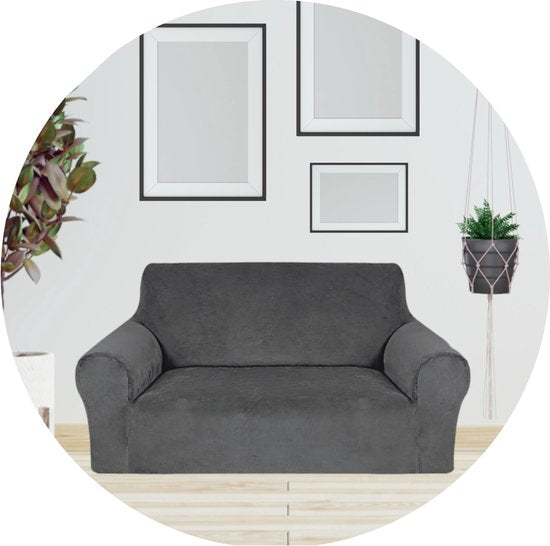 Hilvard - Sofabezug 2-Sitzer-Sofas - (145 -175 cm) - Grau - Samt - Stretch - Sofaschoner - Möbelbezug - Gegen Beschädigungen und Flecken - Sitzbezug - Sitzbezug