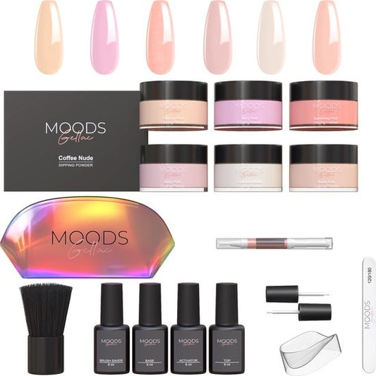 Moods Gellac - Dipping Powder Starters Kit - Pink Nude - 6 Farben - Acryl Nägel Starter Pack - Dip Nails