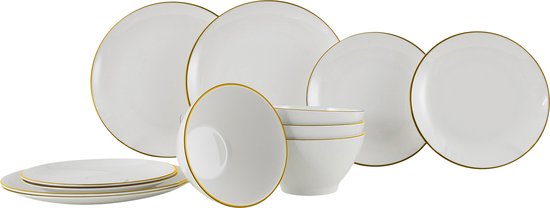 Gimex Linea Line Geschirrset – Gold – 12-teilig