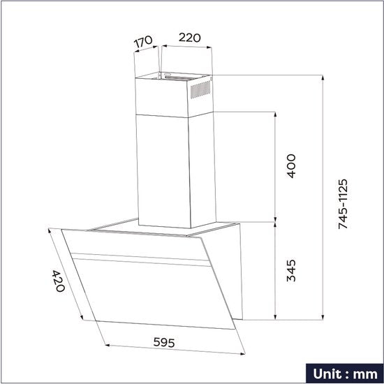 CIARRA CBCG6736H-G 60 cm schräge Dunstabzugshaube, schwarz – Milchglas mit Anti-Fingerabdruck-Beschichtung – mit WLAN – inklusive Set mit Aktivkohlefiltern – 650 m³ – Energieeffizienzklasse A+++