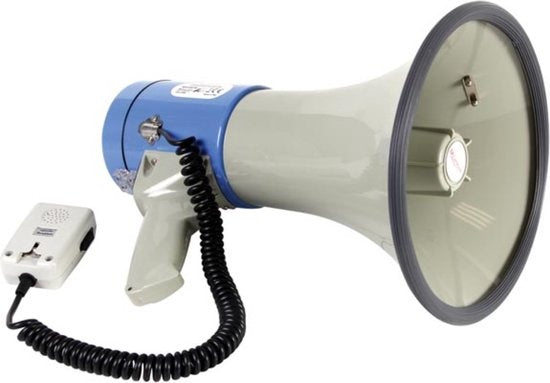 Velleman Megaphon, Schultergurt, Sirene, Sprechfunktion, Pfeifton, abnehmbares Mikrofon, 25 W, 500 m