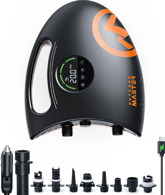 OutdoorMaster Shark 2S Hochdruck-Luftpumpe – Schwarz & Orange – 20 PSI