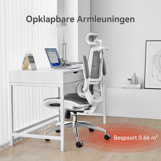 SIHOO M59AS Ergonomischer Bürostuhl – 3D-verstellbare und um 90° hochklappbare Armlehnen – Doppelte Rückenlehne mit adaptiver Lendenwirbelstütze – Sattelförmiges Sitzkissen – Hochwertiges Netzgewebe – BIFMA/SGS-zertifiziert – Bis zu 150 kg – 43,5 x 50,5 x