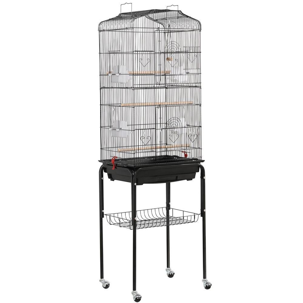 Yaheetech Großer Vogelkäfig mit Ständer – 92 x 46 x 35,3 cm – 1 cm Gitterabstand