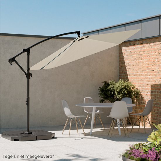 LifeGoods Schwimmender Sonnenschirm - Rund Ø300 cm - UPF 50+ und Wasserdicht - Taupe