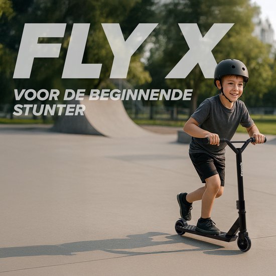 LifeGoods Stuntstep Fly X - 6+ Jahre - Schritt für Kinder - Jungen/Mädchen - 100mm - 100KG - Schwarz/Weiß