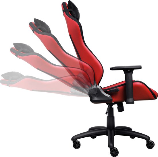 Trust GXT 714R Ruya – Ergonomischer Gaming-Stuhl – 3D-Armlehnen – Atmungsaktiver Stoff und PU-Leder – Bis zu 150 kg – Rot