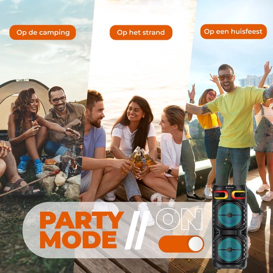 Denver - BPS355 - Lautsprecher & Party Box - Disco Lights - inkl. Fernbedienung - Mikrofonanschluss - Schwarz