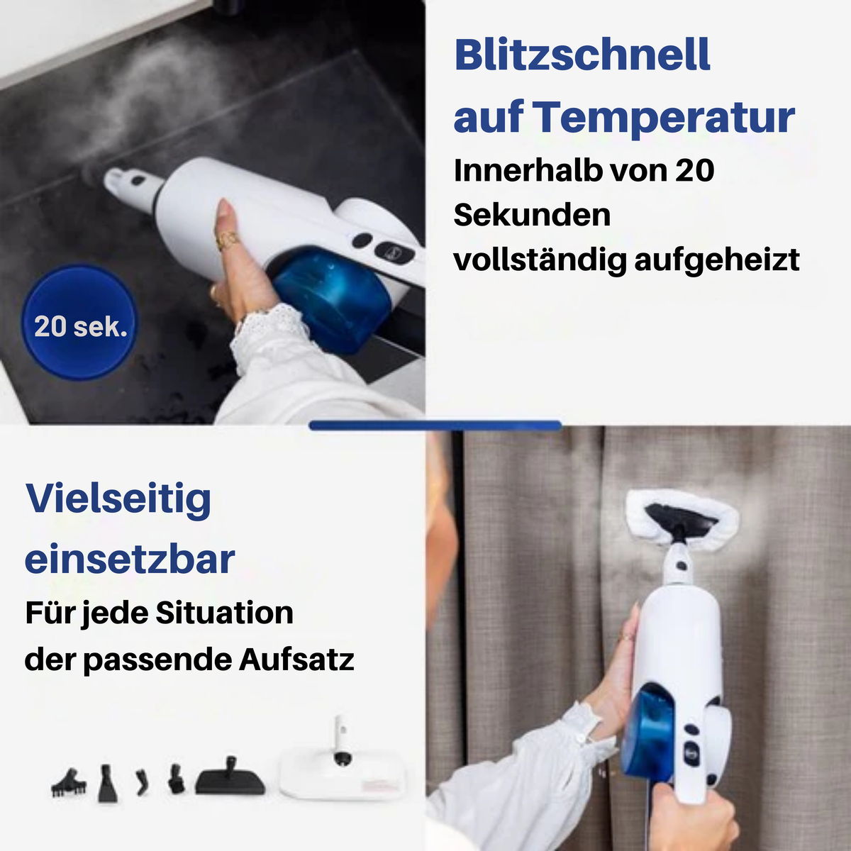 Samako Royal Elite Dampfreiniger - Handdampfer - Teppichreiniger - Weiß