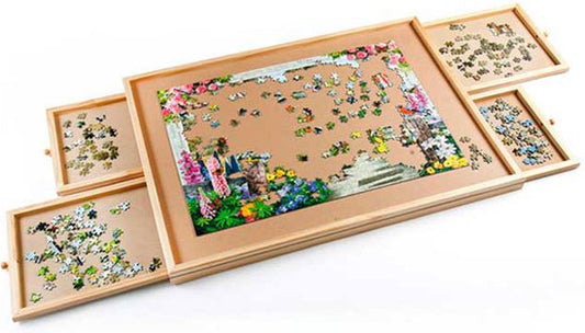Puzzle-Tisch mit 1500 Teilen – mit 4 ausziehbaren Elementen – Puzzlebrett aus Holz – Ideal zum Sortieren der Puzzleteile nach Farbe und Form