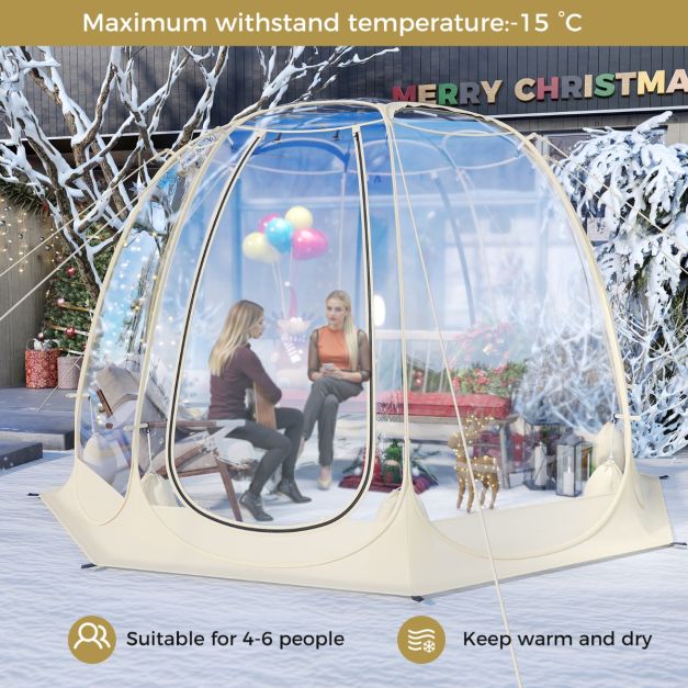 coast 630° transparentes Pop-up Kuppelzelt 265 x 265 x 190 cm für 5-6 Personen, beige