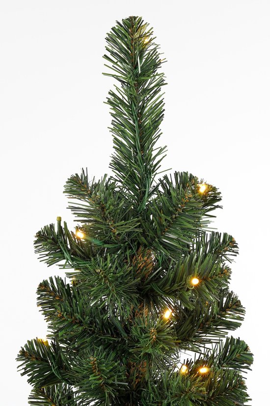 Black Box Trees Charlton – Schmaler Weihnachtsbaum mit Timer und Dimmfunktion – Weihnachtsdekoration für den Innenbereich während der Feiertage – Kunstbaum mit Scharnierkonstruktion – H 215 x Ø 56 cm – Grün