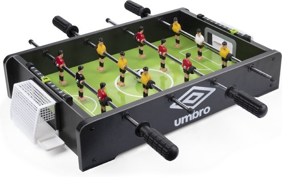 Umbro Tischfußball - Tischmodell - mit 12 Spielern - Inkl. 2 Mini-Fußbälle - Tischfußballspiel - Schwarz