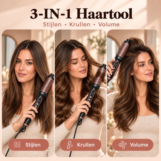 Soosia Lockenstab & Glättungsbürste – Wärmebürste mit Keramikplatten – Thermal Brush – Infrarot & Ionen – Einstellbar von 110 bis 210 °C