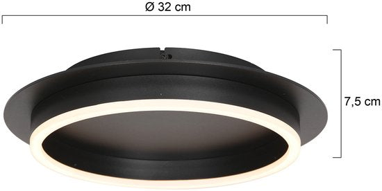 Deckenleuchte Ringlux 3655ZW, schwarze Deckenleuchte, Ø 32 cm, mit warmem LED-Licht, aus Metall und Kunststoff, trendiges Design, Marke Steinhauer