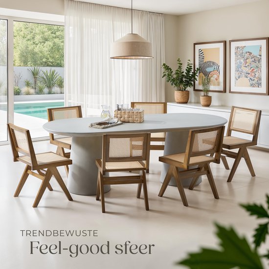 Tectake® Holzstuhl Lizzy - Eiche hell - Mit Wiener Geflecht - Massivholzgestell - Belastbarkeit 120 kg - Braun/Beige