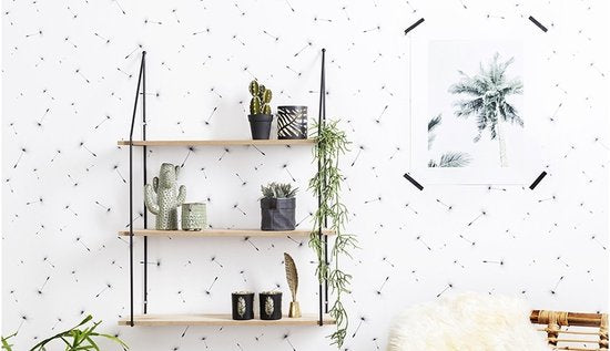 LIFA LIVING Wandregal - Industriell - Rechteckig - Eisen und MDF-Holz - 3 Holzböden