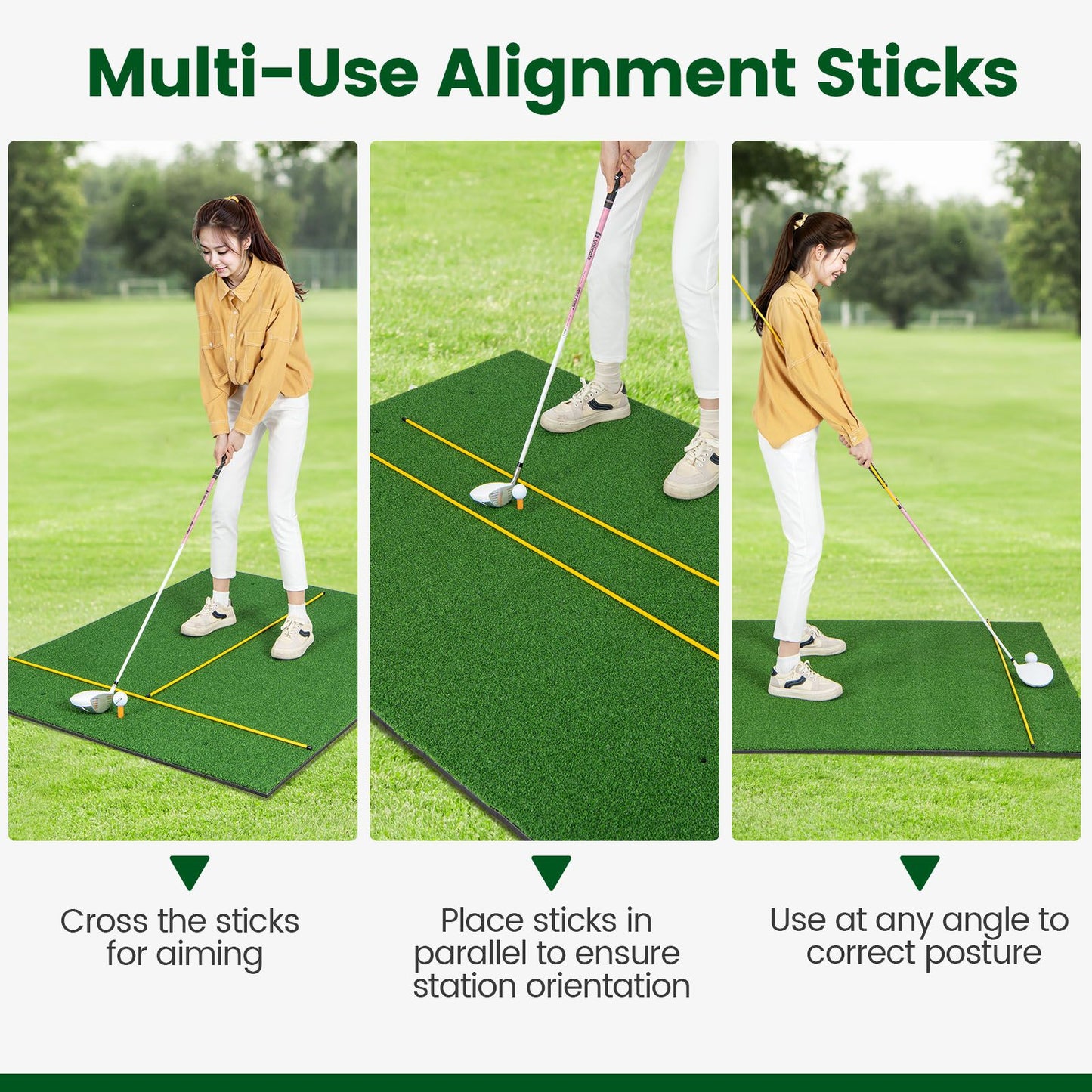 Premium-Golf-Übungsmatte 3-in-1 - Synthetisches Gras - Realistisches Spielerlebnis für Zuhause oder die Driving Range