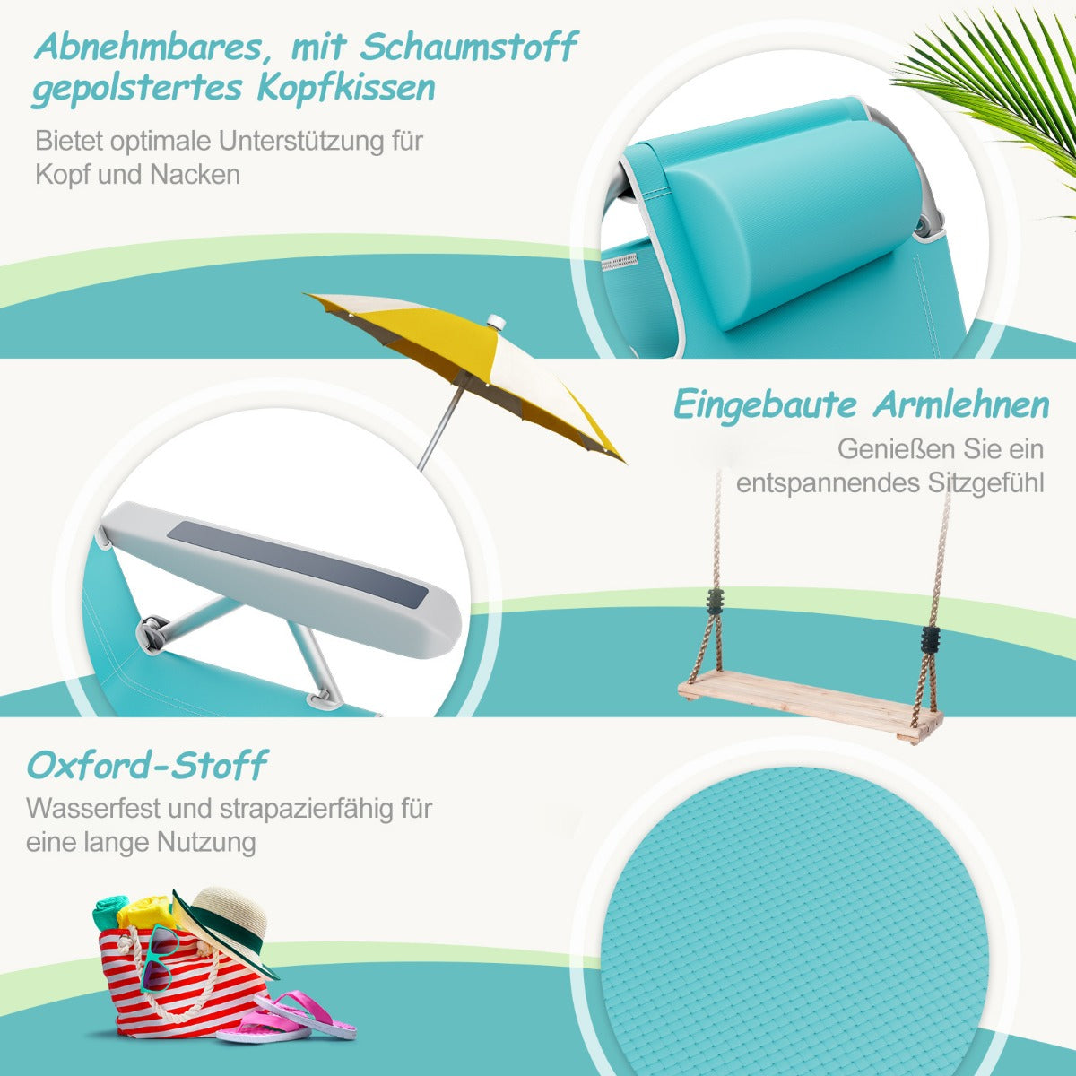 Coast Beach Chair - 2 Stück - klappbar - Max. 150 kg - 66 x 65 x 78 cm -Blau