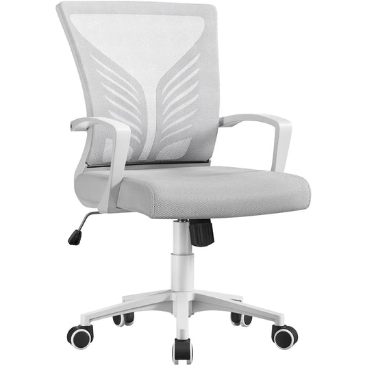 Yaheetech Bürostuhl - Ergonomisch - Hellgrau - Verstellbar