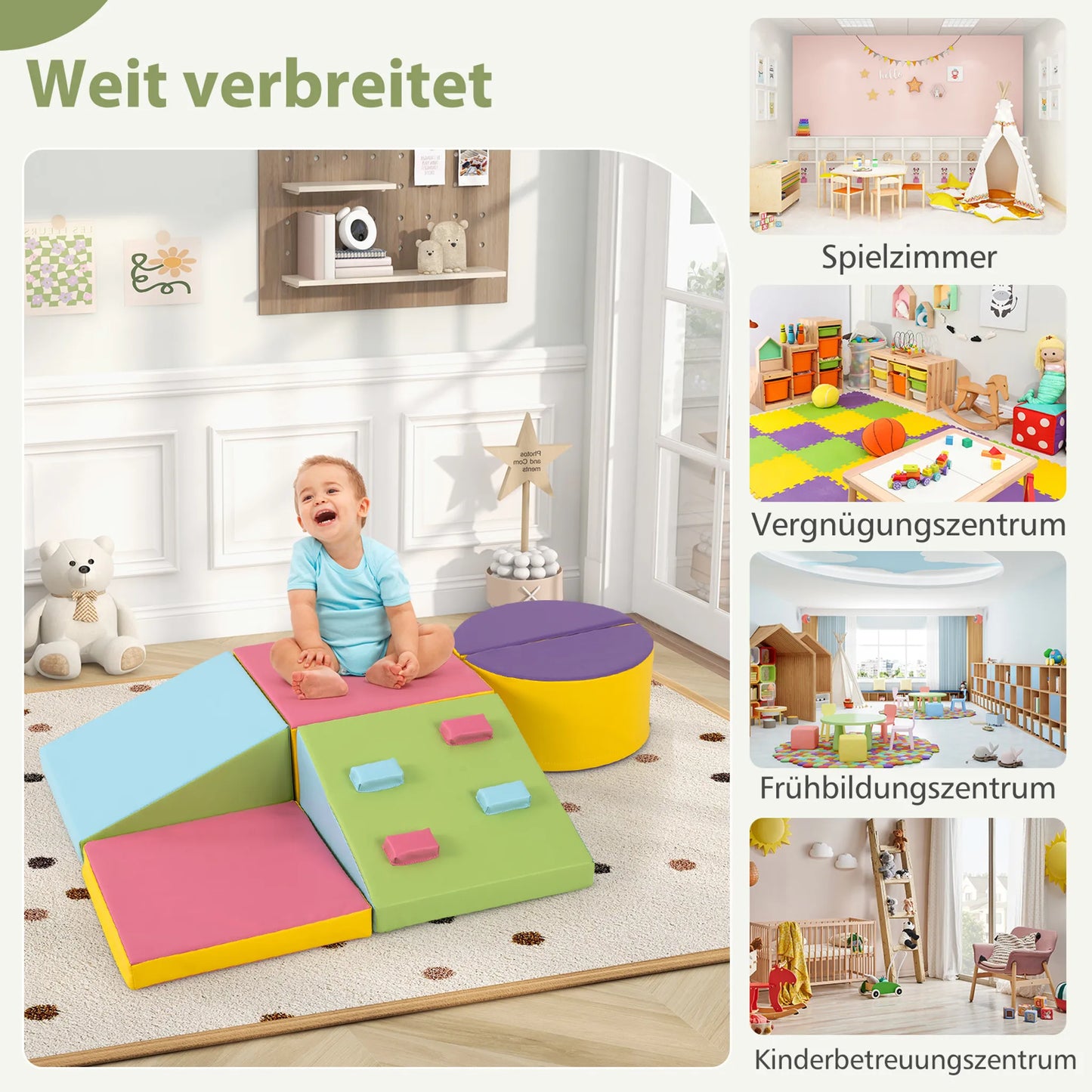 Coast Kletterblöcke aus Schaumstoff, Activity Play Set – Mit Klettverschlüssen und sorgfältigen Nähten sowie leicht zu greifenden Kletterblöcken – Für Spielzimmer und Kindertagesstätten – Buntes Leder und EPE-Schaumstoff