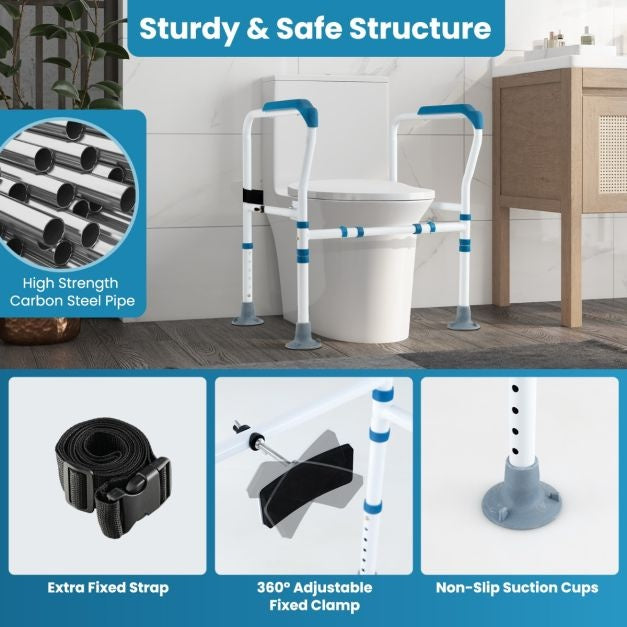 Coast Toilettenständer - 6-fach verstellbar, Anti-Rutsch, Senioren - B 62-68 x H 65,5-78 cm - Carbonstahl/HDPE - Blau/Weiß