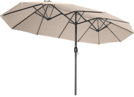 tectake - Doppelter Sonnenschirm Silia - Terrassen-Sonnenschirm - XXL-Sonnenschirm - Inkl. Schutzhülle - beige - 404253