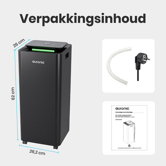 Auronic Luftentfeuchter und Luftreiniger - Pro Series - 20L pro Tag - Waschtrockenfunktion - Schlafzimmer, Badezimmer und Wohnzimmer - Feuchtigkeitsfresser für den Haushalt - Schwarz