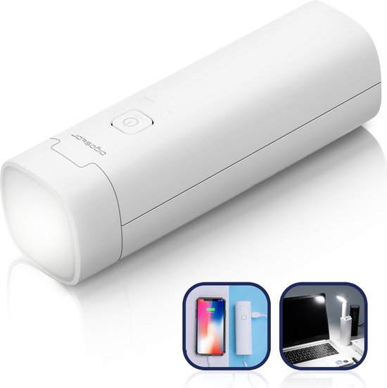 Aigostar Ivory – LED-Schreibtischlampe – dimmbar – USB-Ladeanschluss – 3 Helligkeitsstufen – zusammenklappbar – mit Handyhalterung – Weiß