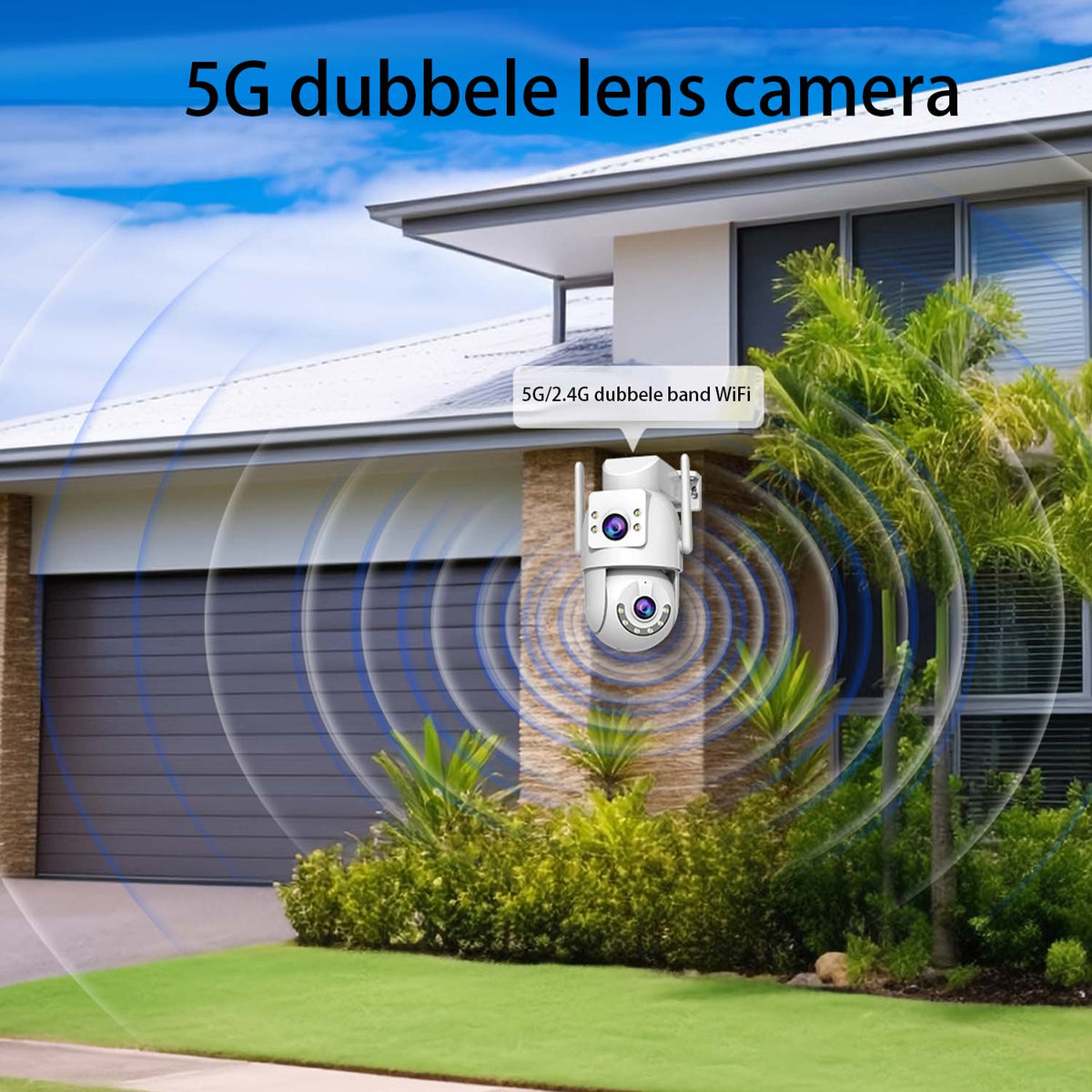 JOOAN Außenüberwachungskamera HD 2K – Doppellinse – Dual-Band-WLAN 5 GHz, 2,4 GHz
