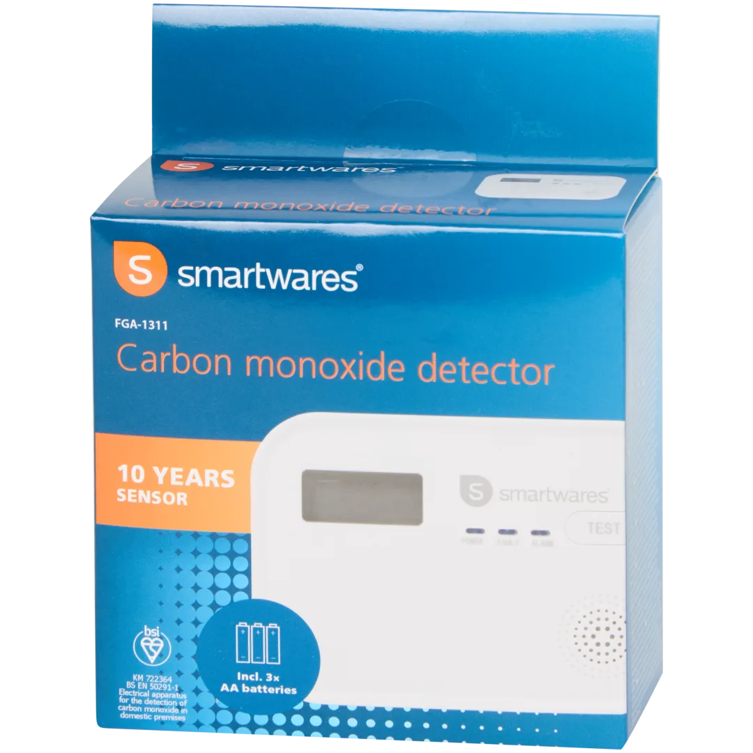 Smartwares PD-8826 Kohlenmonoxidmelder FGA-1311 – Display – 10 Jahre Sensorlebensdauer – Austauschbare Batterie