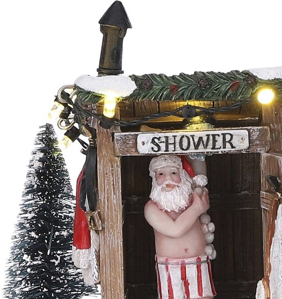 Luville Weihnachtsdorf Miniatur-Weihnachtsmann ohne Kleidung – Weihnachtsdekoration für Ihr Weihnachtsdorf – Weihnachtsdekoration für den Innenbereich – Girlande mit Lämpchen und warmweißer Beleuchtung – L 10 x B 8,5 x H 11 cm