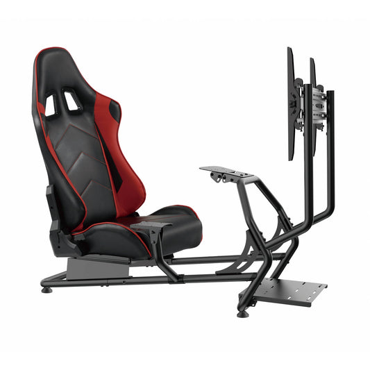 VDD Gaming Racing Seat Cockpit-Simulator - Vollständig einstellbar - 55 x 130 x 110 cm - Schwarz mit Rot